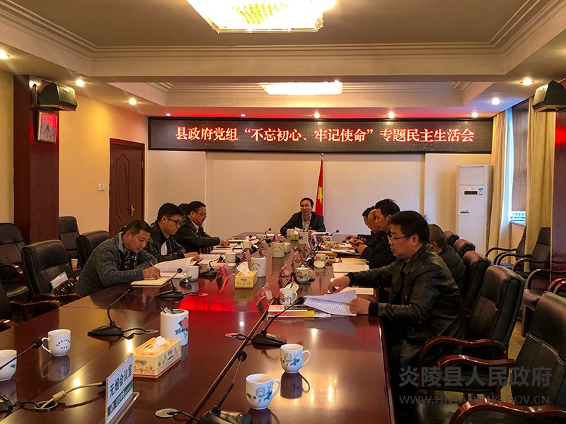 炎陵县政府党组召开"不忘初心、牢记使命"主题教育专题民主生活会
