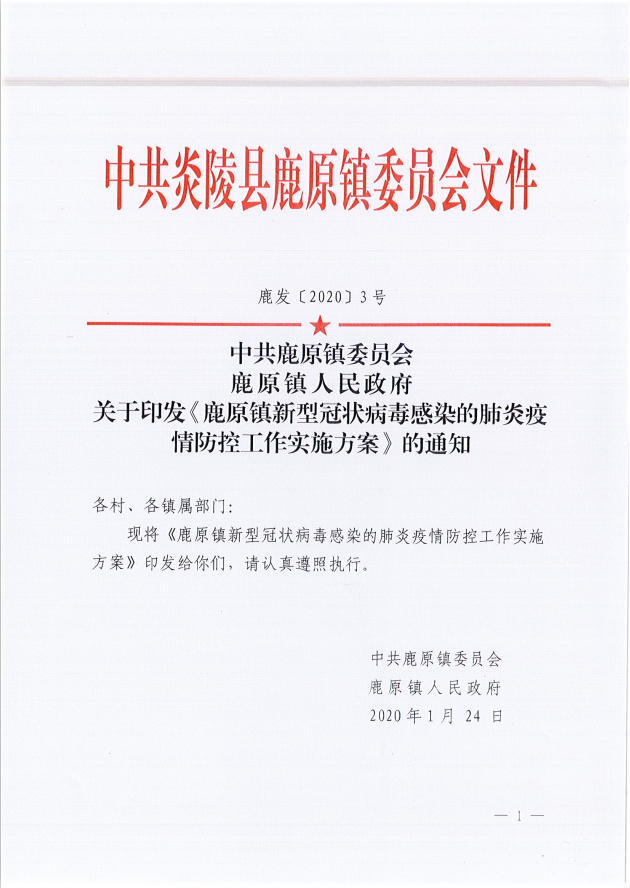 【抗击疫情在炎陵】 鹿原镇：构建“五个一”坚强防线 打好新冠肺炎阻击战