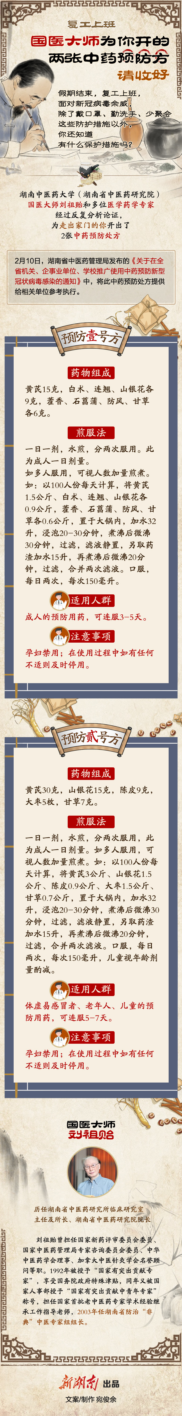复工上班 国医大师为你开的两张中药预防方请收好