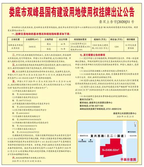 娄底市双峰县国有建设用地使用权挂牌出让公告