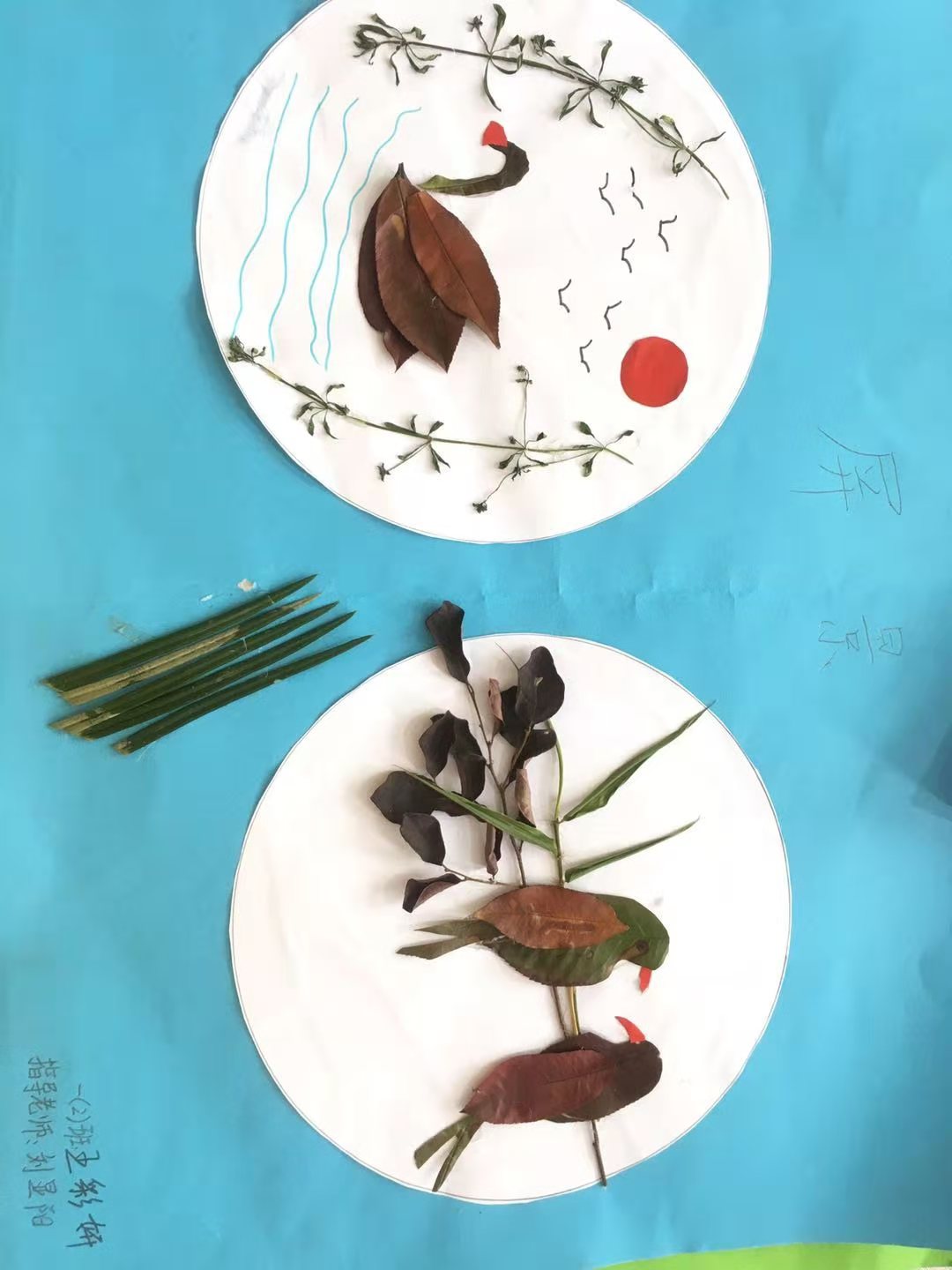 洪山殿镇中心小学开展“树叶贴画”评比活动
