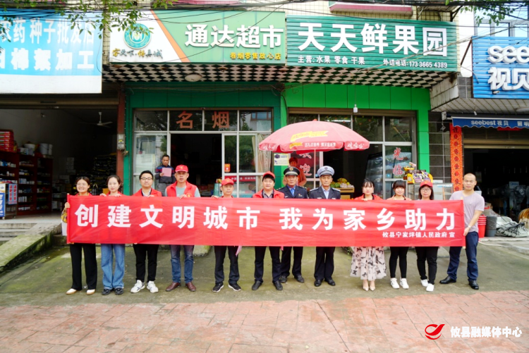 宁家坪镇开展“创建文明城市 我为家乡助力“志愿服务活动