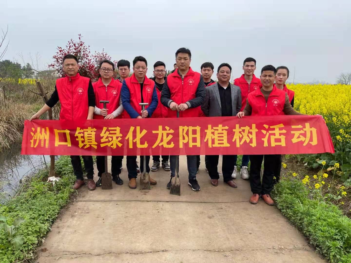 洲口镇开展绿化龙阳植树活动