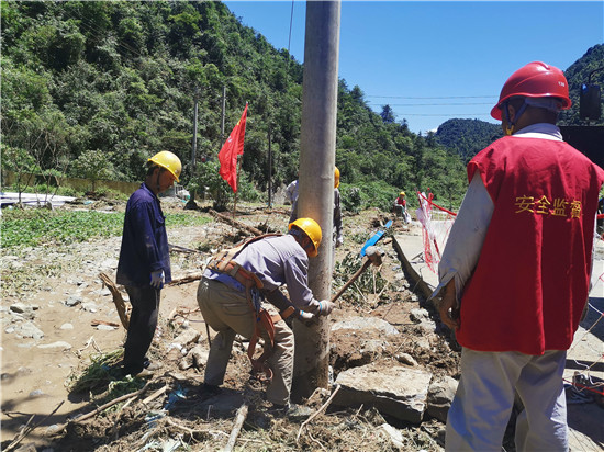 对10千伏五庄线岔茶支线受损高低压电力设施进行抢修