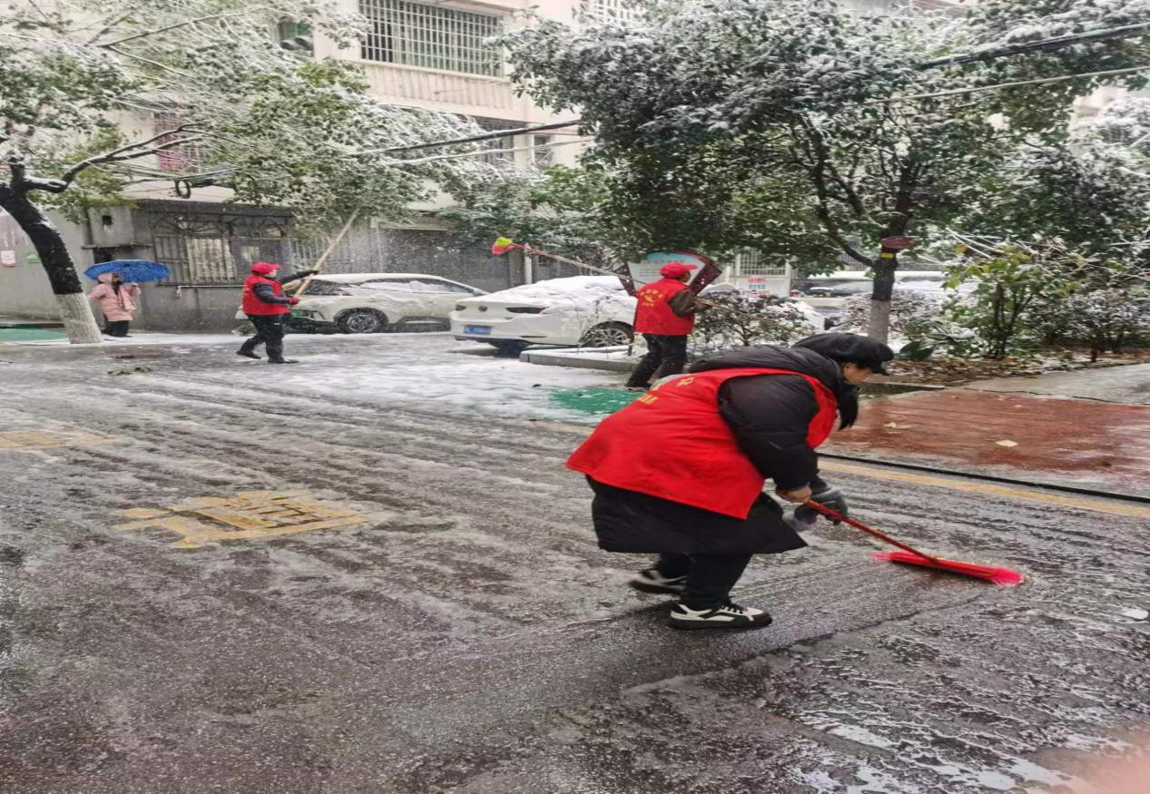 青山街道：西湖一村社区开展“为民除雪，安全出行”活动