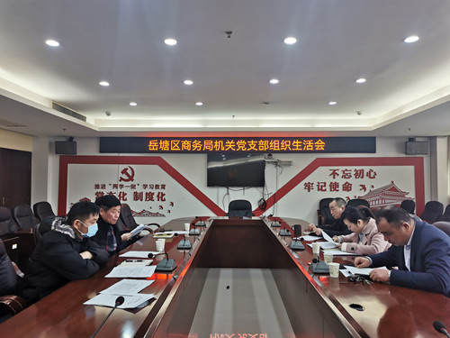 岳塘区商务局机关党支部召开组织生活会和民主评议党员会议