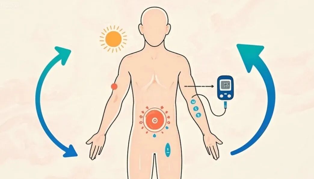 胰岛素注射部位示意图