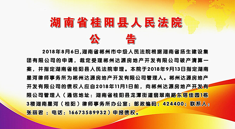 湖南省桂阳县人民法院公告