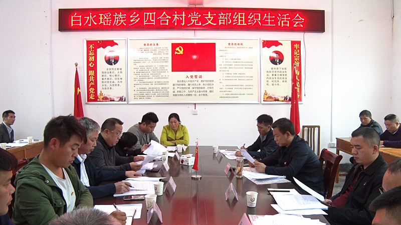 彭生智指导白水瑶族乡四合村党支部组织生活会 